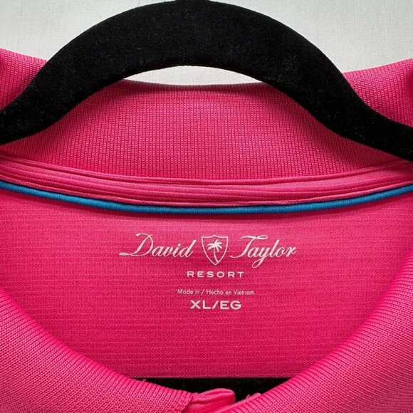 David Taylor Resort Polo Shirt Men Sz XL Pullover Collared Short Sleeve Hot Pink - Picture 7 of 11